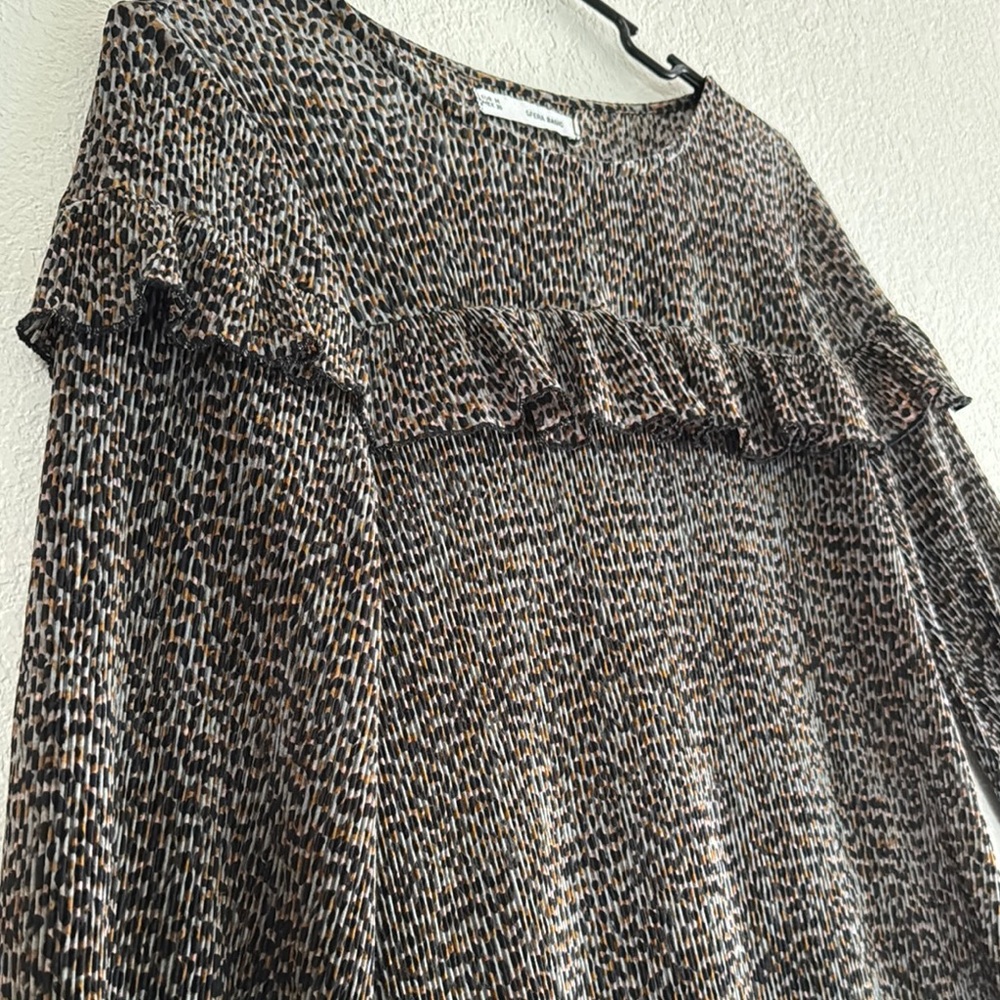 SFERA Gray Tiered Ruffled Long Sleeve Dress Size M - Picture 6 of 10